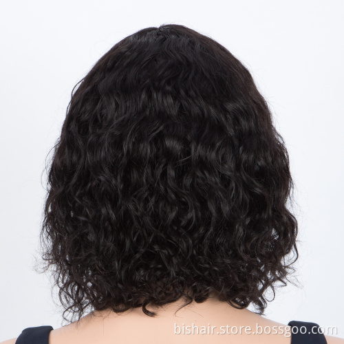 BIS Wholesale The Cheapest Short Curly Bob Wig With Bangs For Black Women Remy Brazilian Human Hair Curl Bob Wigs Machine Made